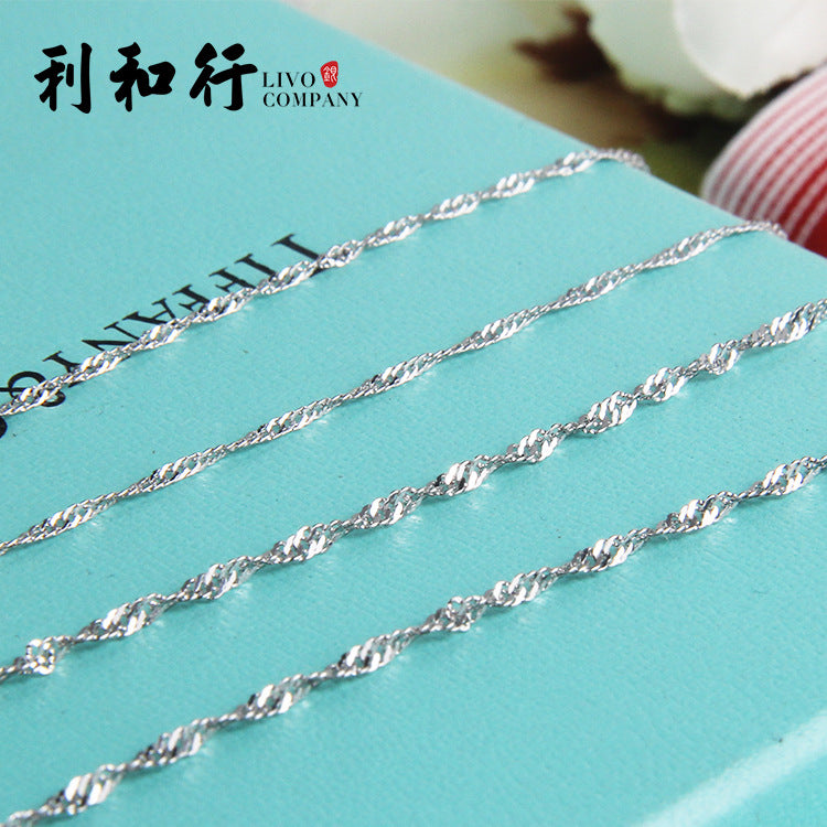 925 Sterling Silver Necklace Jewelry Women's Clavicle Chain High-End Pendant Chain Water Wave Chain Extension Melon Seed Chain Snake Bone Chain