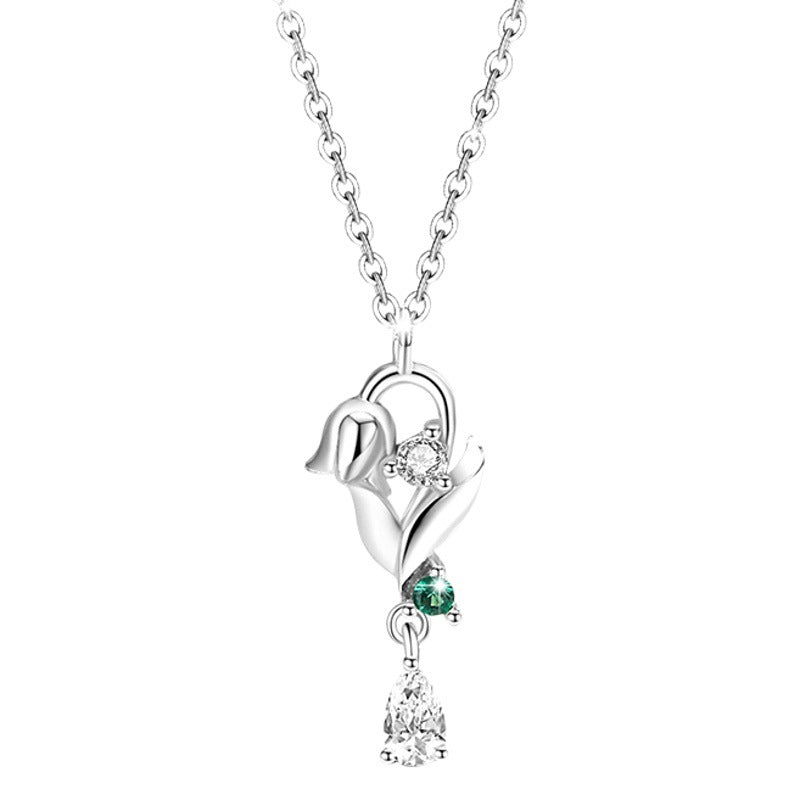 Lily Sterling Silver 925 Necklace Female Niche Design Light Luxury Zircon Tassel Clavicle Chain Ins Wind Chime Pendant