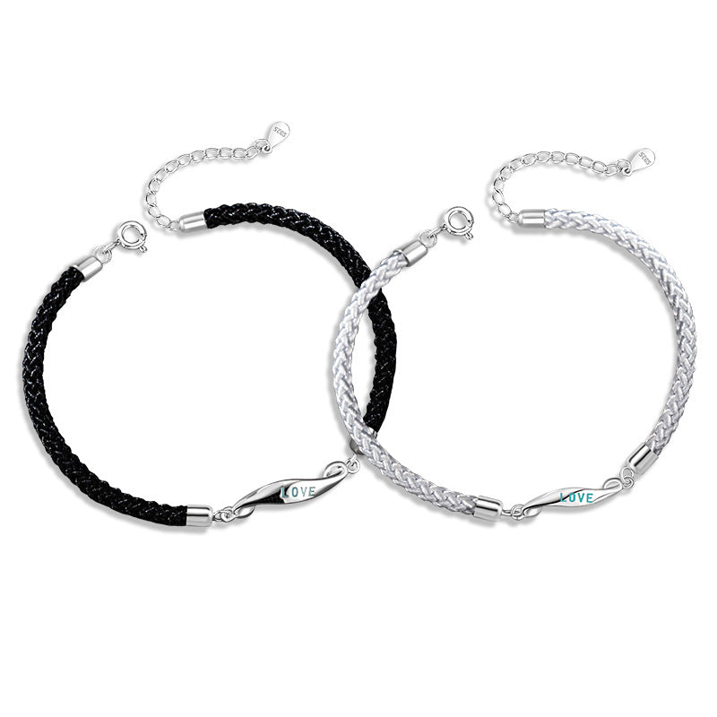 Mobius Sterling Silver 925 Bracelet Fashion Versatile Infinite Symbol Bracelet Ins Style I Love You Letter Bracelet