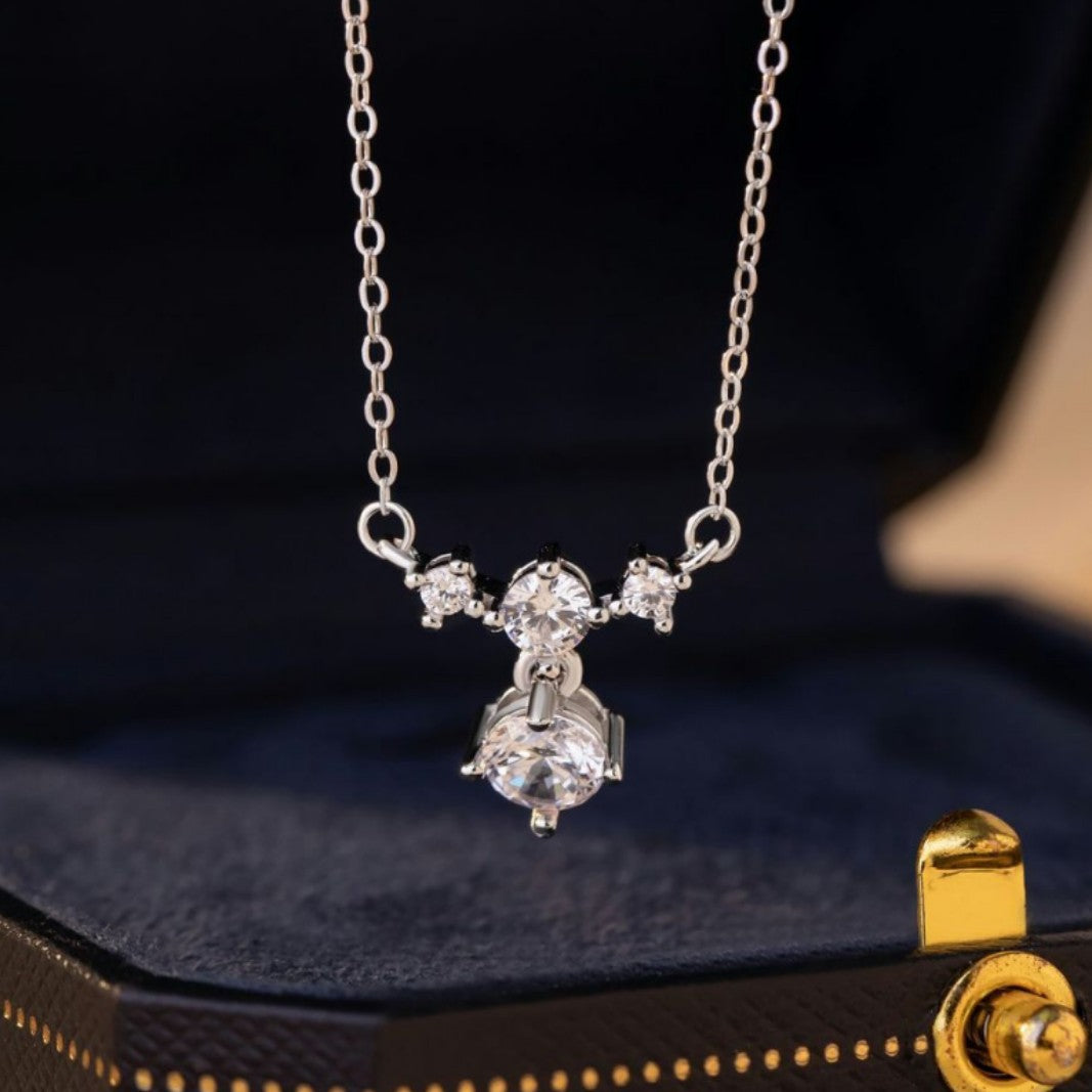 Laurel Sterling Silver 925 Necklace Female Niche Design Light Luxury Zircon Star Clavicle Chain Small Red Book Same Pendant