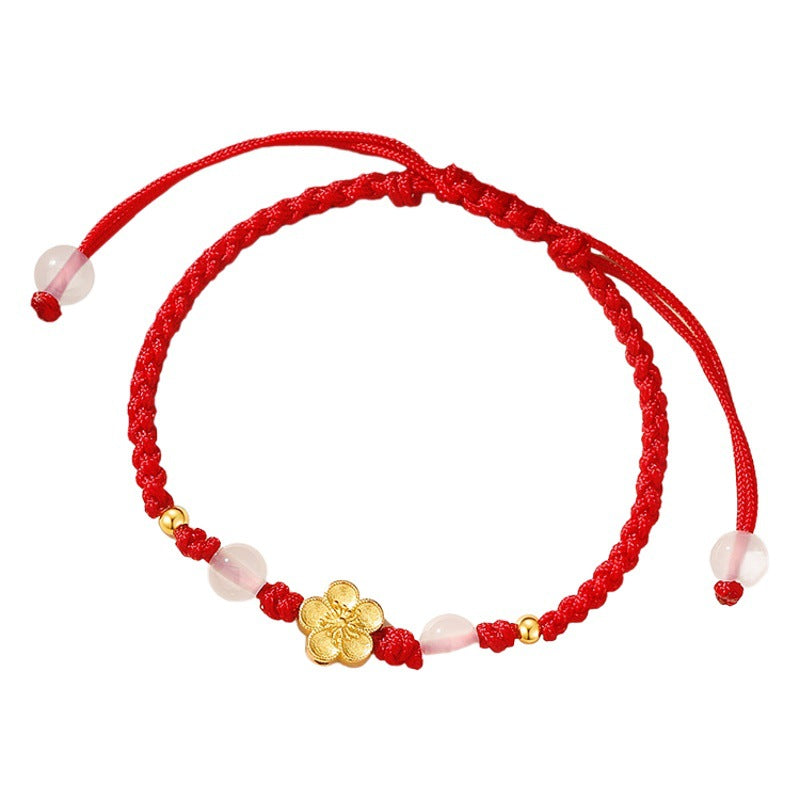 Bracciale in argento sterling 925 – fiore di pesco e fiore di ciliegio e calcedonio