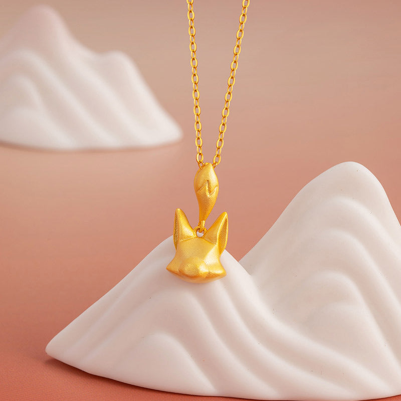Fox Sterling Silver 925 Necklace Female Niche Design Light Luxury Style Nine Tail Fox Clavicle Chain Ins Style Fox Fairy Pendant