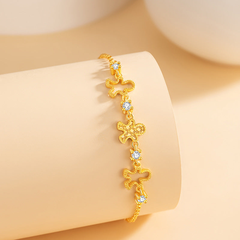 Ginger Cake Man Sterling Silver 925 Bracelet Female Niche Design Light Luxury Zircon Bracelet Ins Style Valentine's Day Star Bracelet
