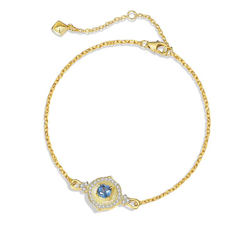 Bracciale in argento sterling 925 – motivo marino e cuore e zirconi blu
