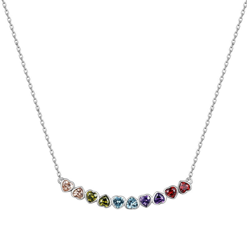 Smile Rainbow Sterling Silver 925 Necklace Female Sweet Cute Love Zircon Clavicle Chain Ins Dopamine Pendant