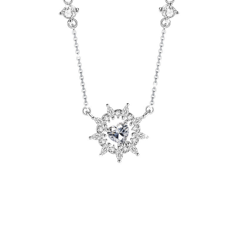 S925 Sterling Silver Necklace Female UV Color-Changing Lovely Zircon Niche Light Luxury Clavicle Chain Birthday Gift for Girlfriend