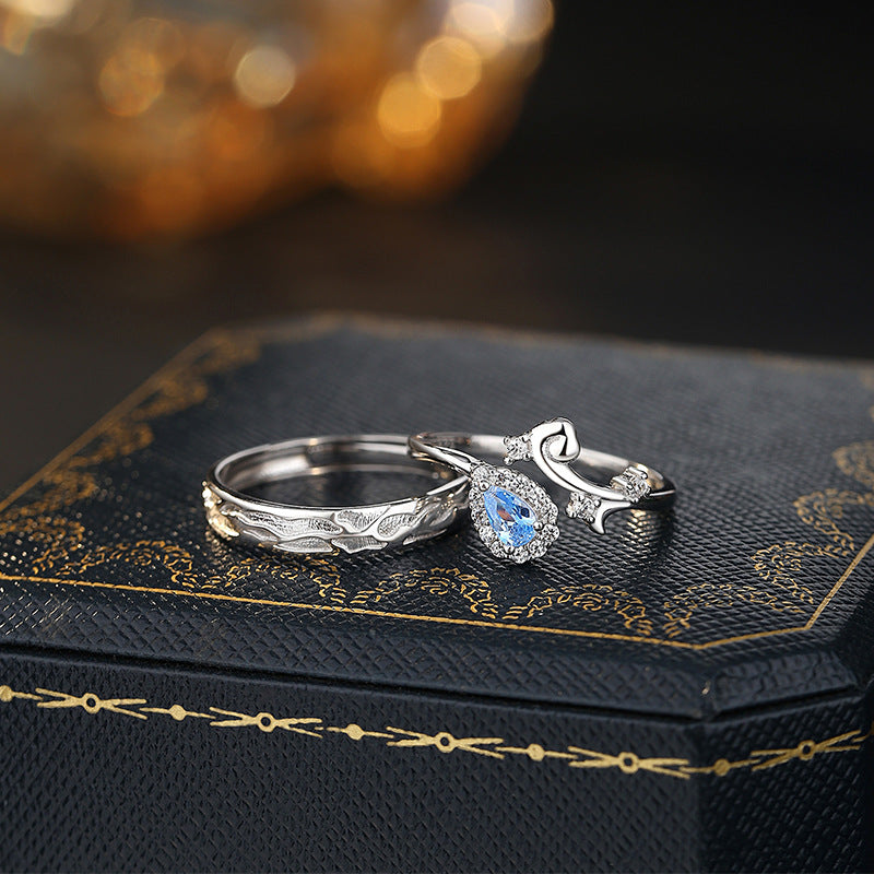 Love Oath Couple Ring S925 Sterling Silver Ring Light Luxury Niche Silver Jewelry Qixi Valentine's Day Gift Wholesale