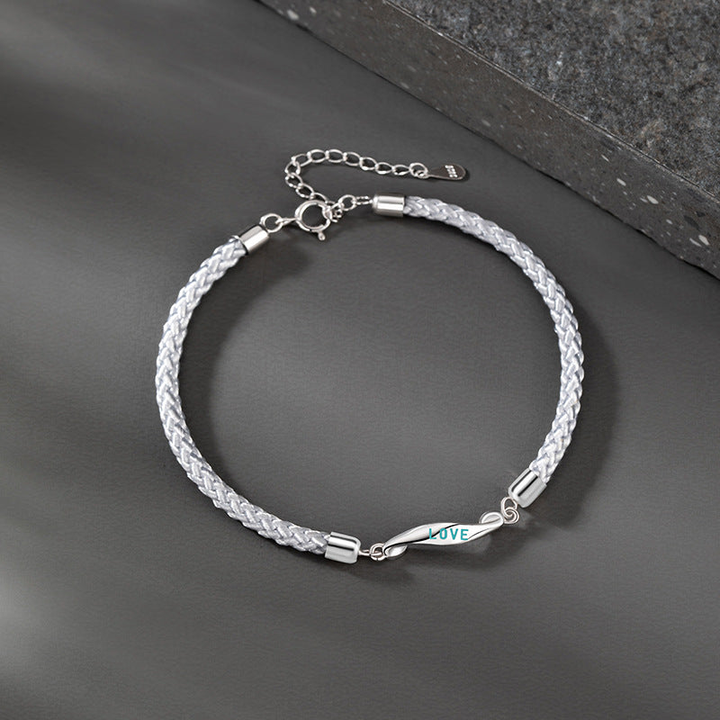 Mobius Sterling Silver 925 Bracelet Fashion Versatile Infinite Symbol Bracelet Ins Style I Love You Letter Bracelet