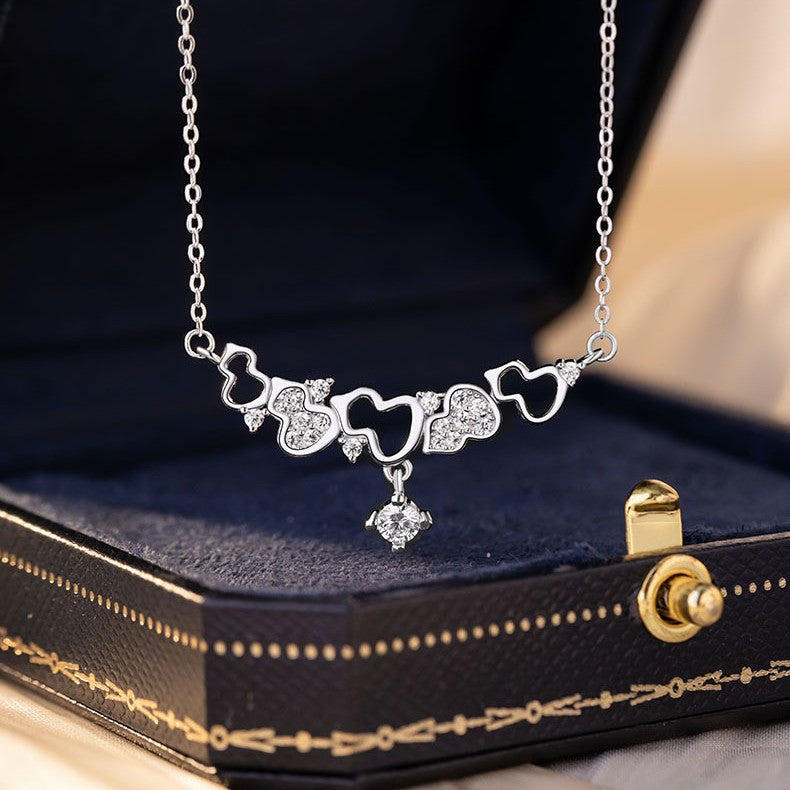 Gourd Pure Silver 999 Necklace Women's Light Luxury High-Grade Zircon Star Clavicle Chain Ins Little Red Book Same Pendant