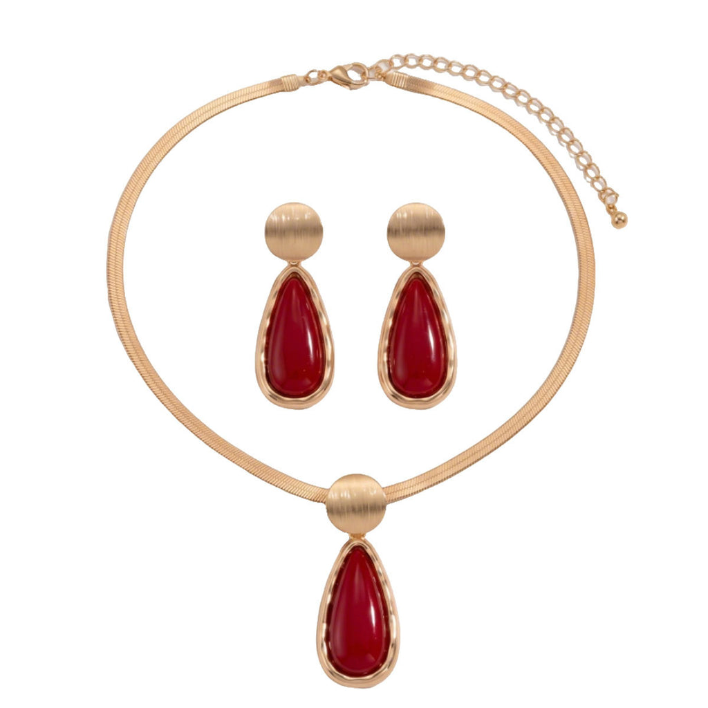 Deep Red Teardrop Collar Jewelry — product image 5