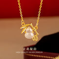 Light Luxury Niche Design Sense S925 Sterling Silver Gourd Pendant White Chalcedony Fu Lu Festival High Clavicle Chain Workplace Commuter