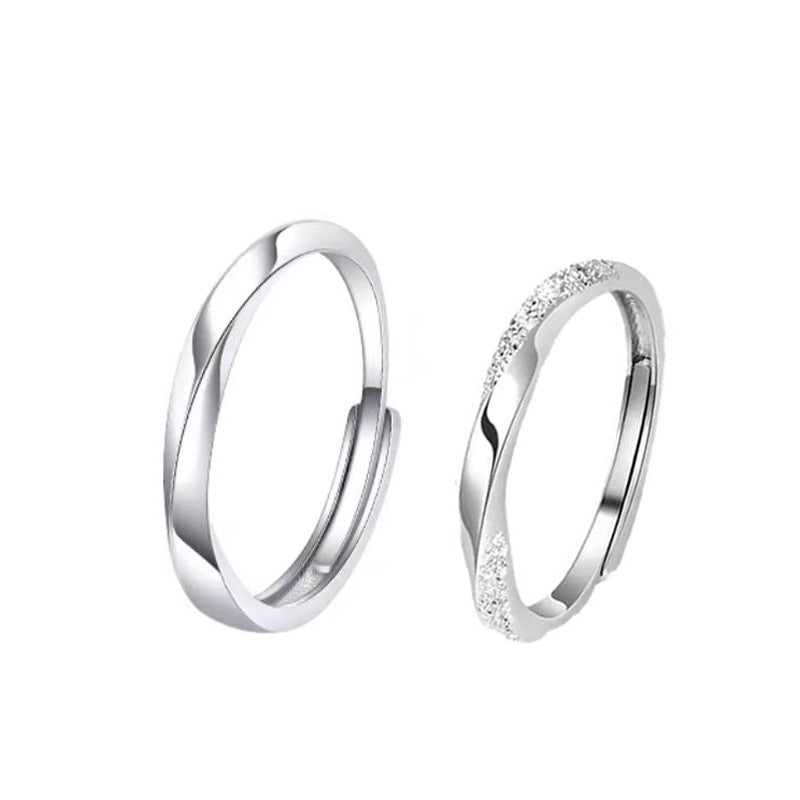 Mobius Pure Silver 999 Couple Ring Men's and Women's Light Luxury High-Grade Frosted Plain Ring 520 Valentine's Day Ring