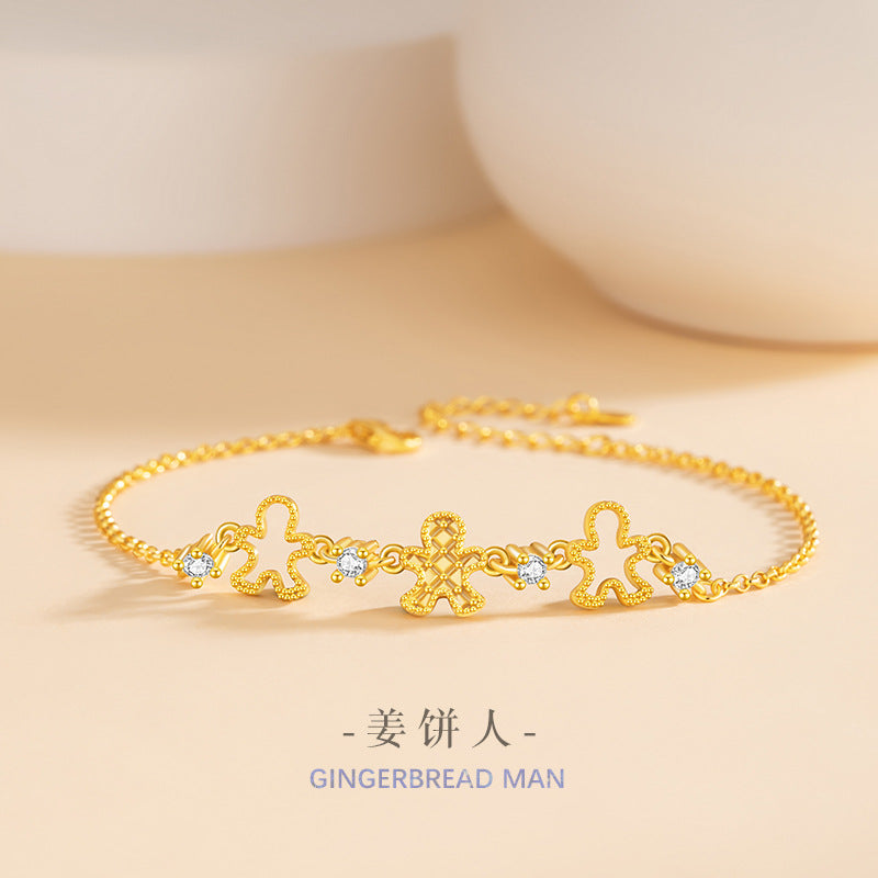 Ginger Cake Man Sterling Silver 925 Bracelet Female Niche Design Light Luxury Zircon Bracelet Ins Style Valentine's Day Star Bracelet