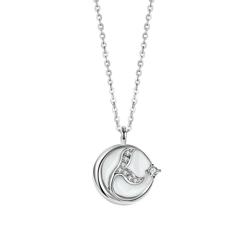 S925 Sterling Silver Necklace Female Mermaid Luminous Enamel Drop Oil Pendant Niche Girlfriends Clavicle Chain Valentine's Day Gift