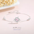 Lucky Sunflower Sterling Silver 925 Bracelet Female Niche Design Light Luxury Pink Zircon Ins Get Love Bracelet