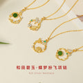 Original Butterfly Sterling Silver 925 Hetian Jasper Necklace New Chinese Flower Zircon Clavicle Chain Ins Style Flower Bud Pendant