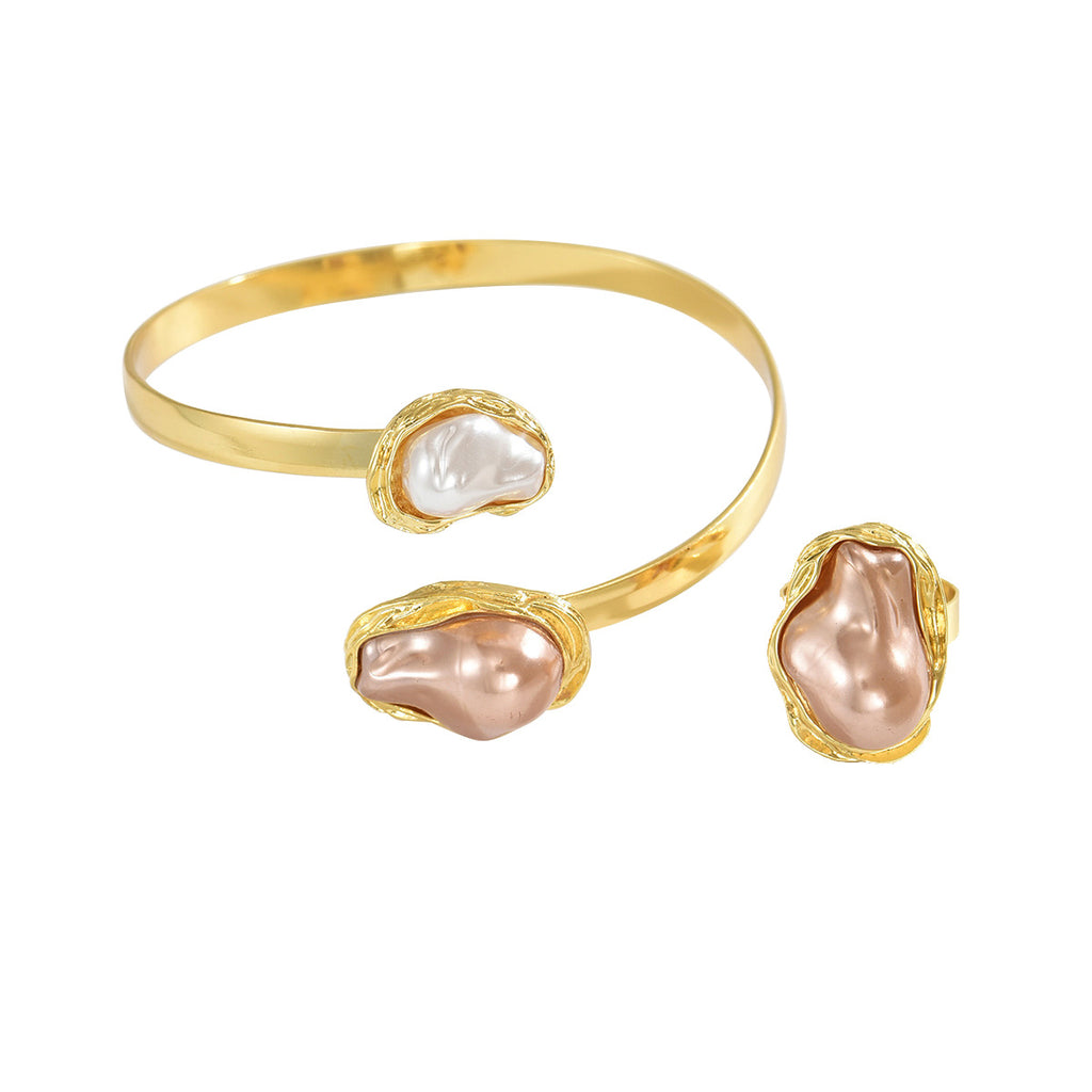 Irregular Pearl-Effect Open Cuff Jewelry — product image 5