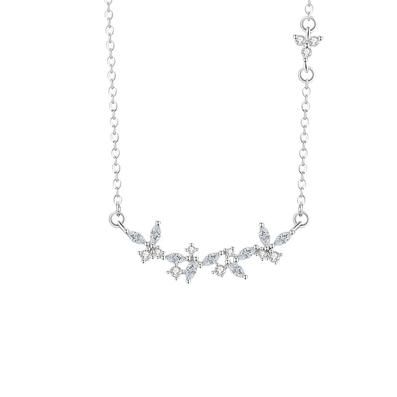 Butterfly Sterling Silver 925 Necklace Female Niche Design Light Luxury Flower Zircon Clavicle Chain Ins Style Star Pendant