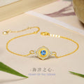 Bracciale in argento sterling 925 – motivo marino e cuore e zirconi blu