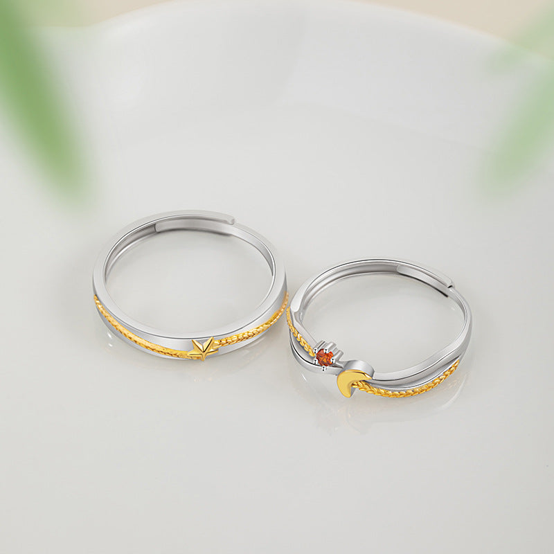 Anello in argento fino 999 – stella e spiga di grano e zirconi