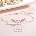 Angel Wings Sterling Silver 925 Bracelet Female Niche Design Light Luxury Zircon Clavicle Chain Valentine's Day Love Bracelet