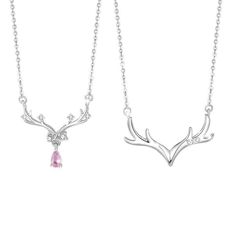 Collana in argento sterling 925 – corna di cervo e zirconi