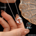 Natural White Agate S925 Sterling Silver Necklace Enamel Luminous Clavicle Chain Niche Ins Style Butterfly Garland Pendant