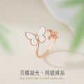 Butterfly Sterling Silver 925 Ring Female Niche Design Light Luxury White Fritillary Ring Ins Style Valentine's Day Gift Pair Ring