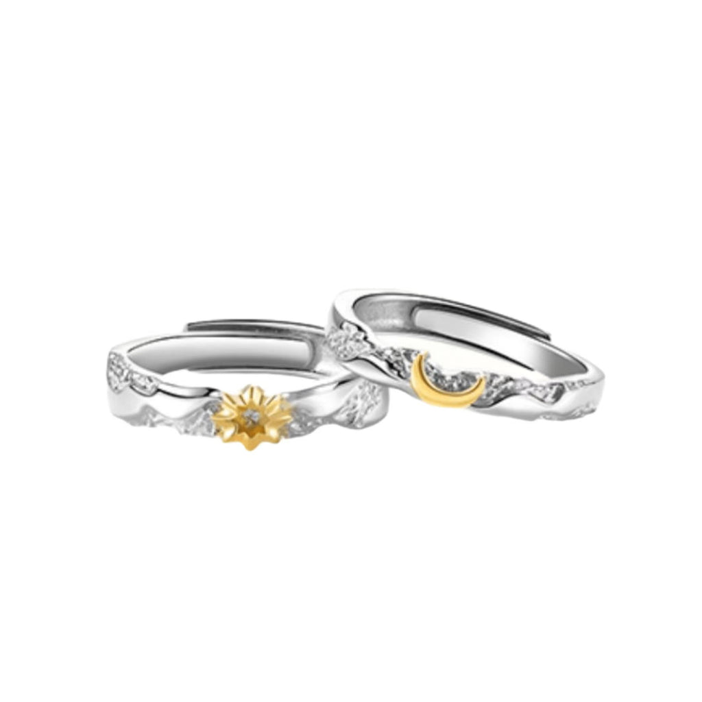 Sun Moon Tonghui Pure Silver 999 Couple Ring Men and Women Niche Design Light Luxury Moon Ring Ins Sun Ring