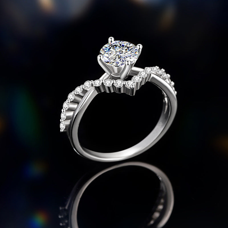 Crown Sterling Silver 925 Diamond Sterling Silver 925 Ring for Love Women's Light Luxury Style Proposal Wedding Crown Pair Ring