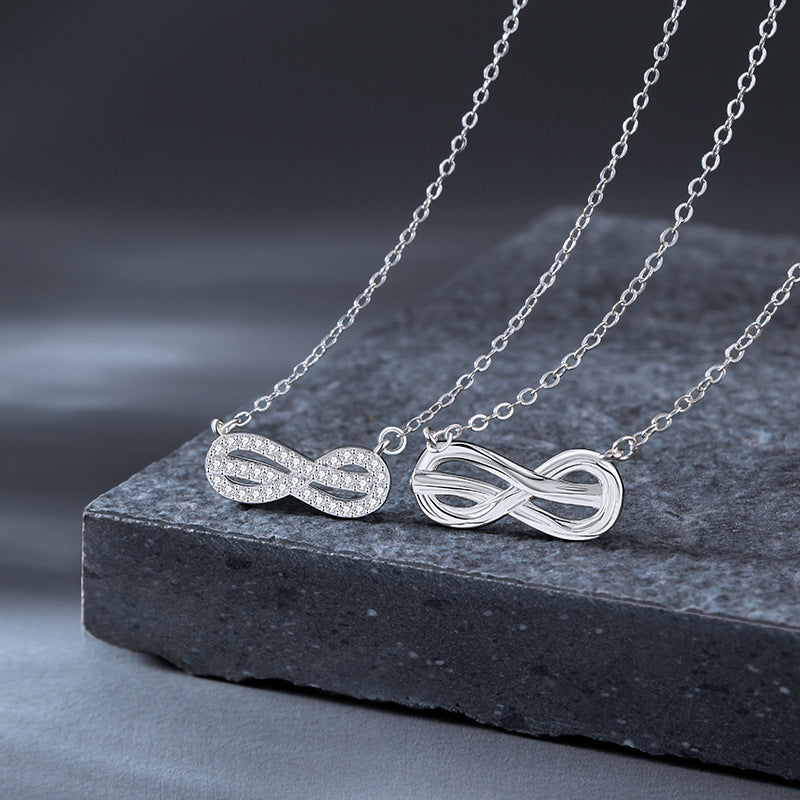 Mobius Ring Sterling Silver 925 Couple Necklace Light Luxury High-Grade Zircon Clavicle Chain Ins Infinite Symbol Pendant