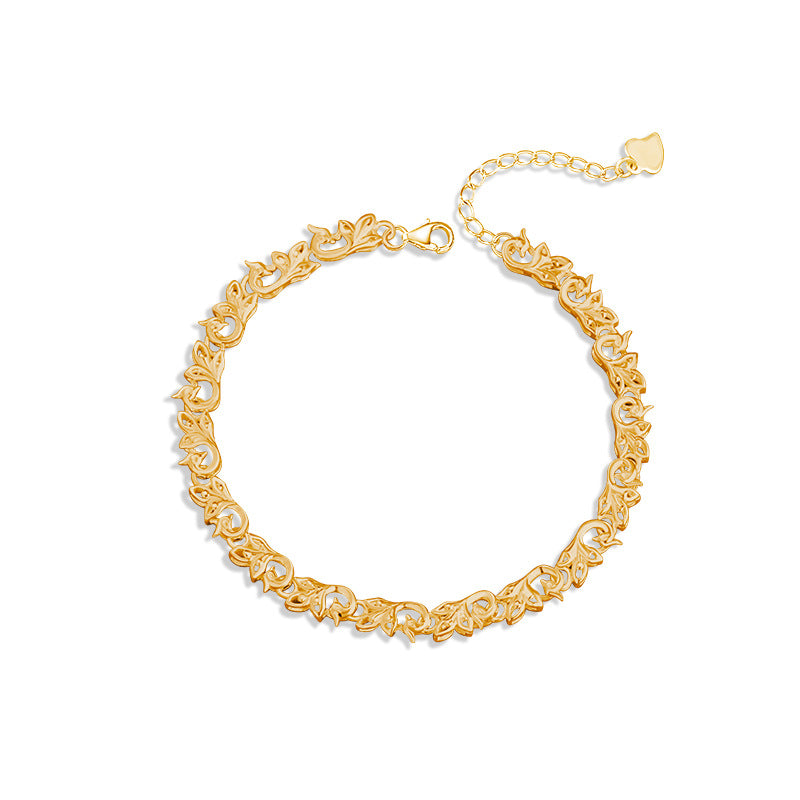 Phoenix Pure Silver 999 Bracelet Women's Fashion Versatile Hollow Bracelet New Chinese Ins Style Phoenix Tail Bracelet