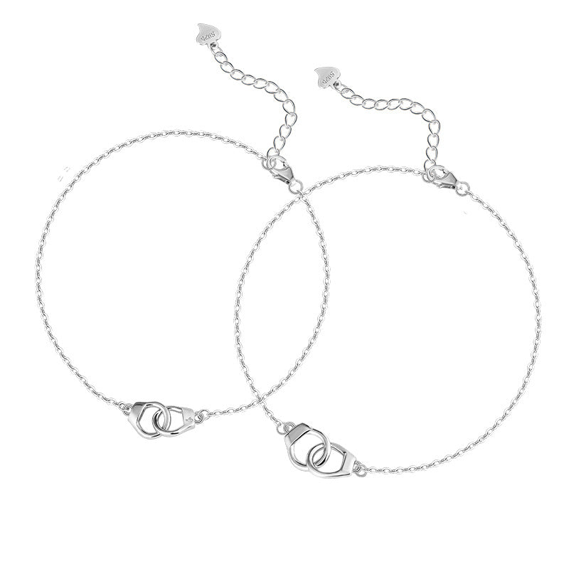 Light Luxury Niche Concentric Lock Couple Bracelet S925 Sterling Silver Handcuffs Design Sense Valentine's Day Gift Factory Wholesale