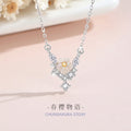 Cherry Blossom Sterling Silver 925 Necklace Female Niche Design Light Luxury Petal Zircon Clavicle Chain Get Things Ins Flower Pendant