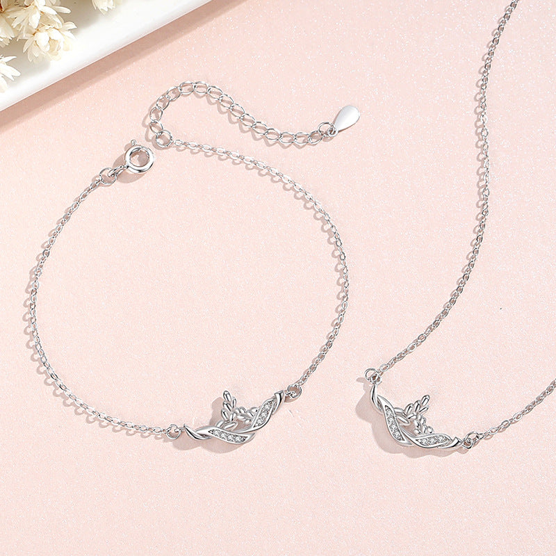 Tassel Safe Sterling Silver 925 Bracelet Female Niche Design Light Luxury Style Laurel Goddess Bracelet Ins Style Wheat Tassel Bracelet