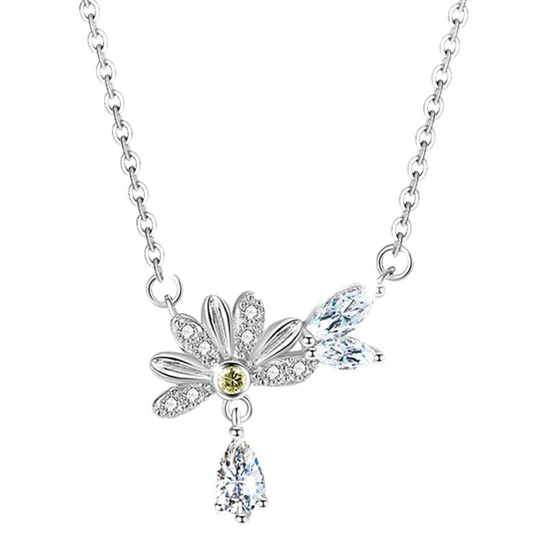 Collana in argento sterling 925 – margherita e farfalla e zirconi