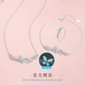 Butterfly Pure Silver 999 Luminous Necklace Female Niche Design Light Luxury Zircon Clavicle Chain Ins Style Star Pendant