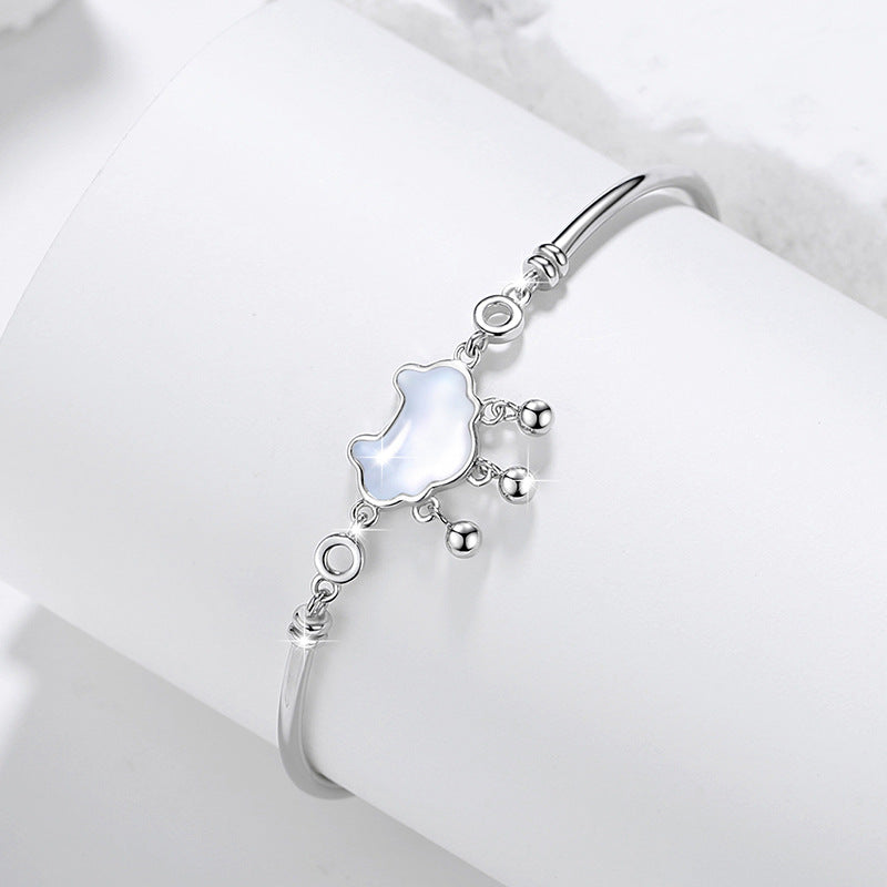 Life Lock Love Sterling Silver 925 Bracelet Female Niche Design Light Luxury Bell Bracelet Ins Style Auspicious Cloud Bracelet