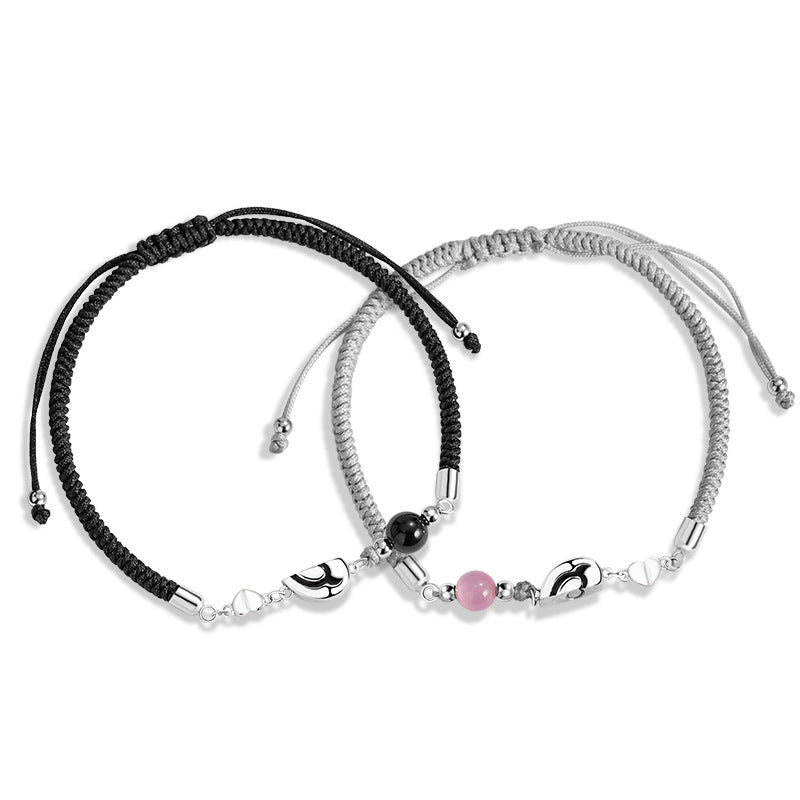 Love Magnetic Sterling Silver 925 Couple Bracelet Fashion Versatile Opal Bracelet Ins Style Devil Heart Bracelet