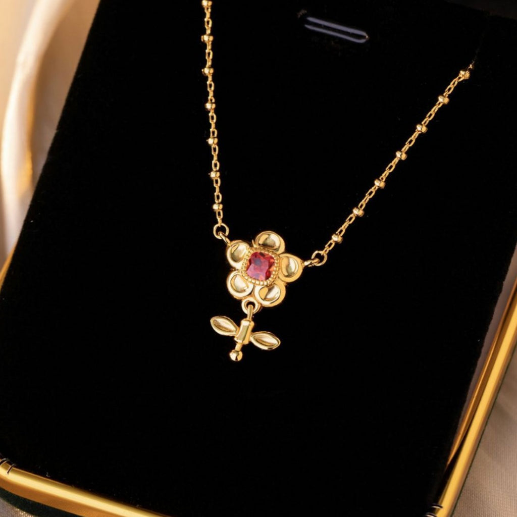 Sunflower Sterling Silver 925 Necklace Female Niche Design Light Luxury Flower Zircon Clavicle Chain Ins Sunflower Pendant