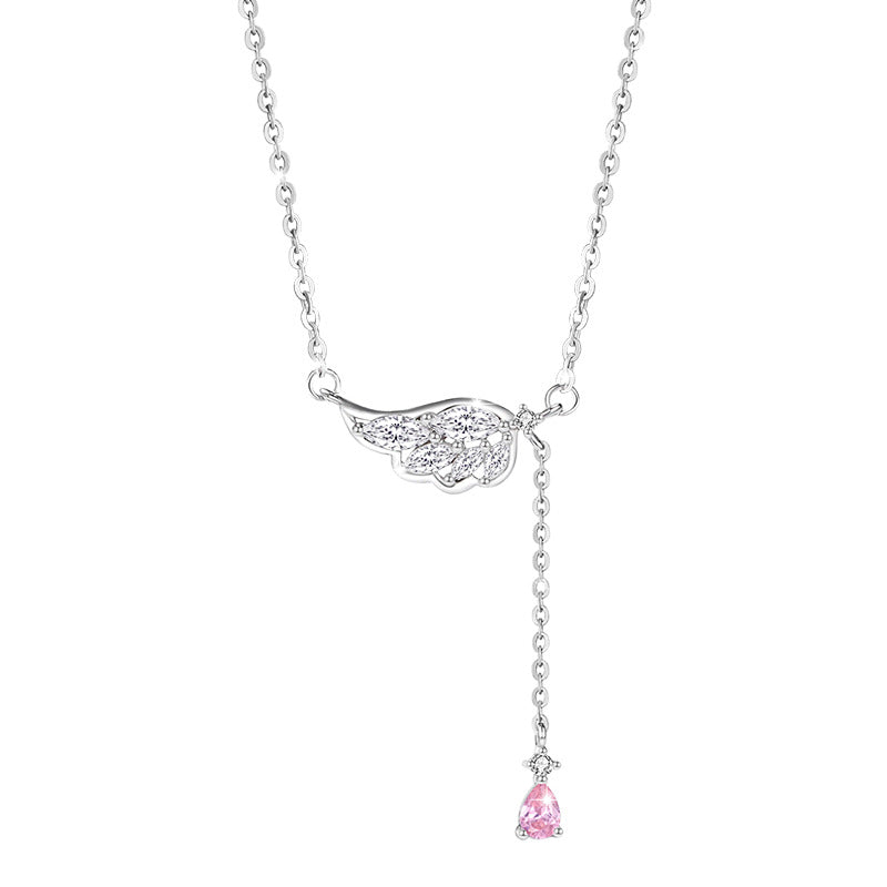 Angel Wings Sterling Silver 925 Necklace Female Niche Design Light Luxury Tassel Clavicle Chain Thing Ins Wings Pendant