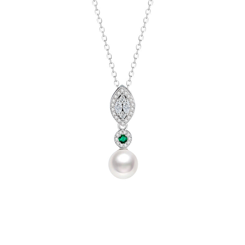 Flower Sterling Silver 925 Necklace Female Niche Design Light Luxury Shijia Pearl Clavicle Chain Socialite Style Zircon Pendant