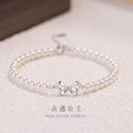 Bowknot Sterling Silver 925 Bracelet Female Niche Design Light Luxury Shijia Pearl Bracelet Ins Escape Princess Bracelet