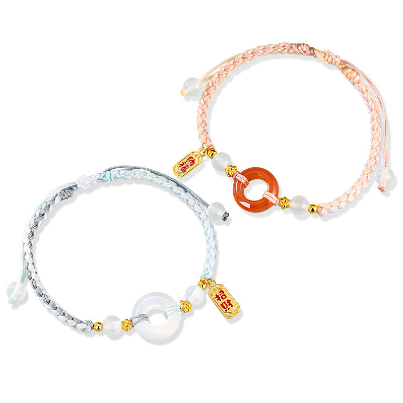 Bracciale in argento sterling 925 – nodo e disco e calcedonio