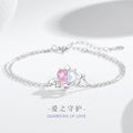 Bracciale in argento sterling 925 – cuore e stella e zirconi