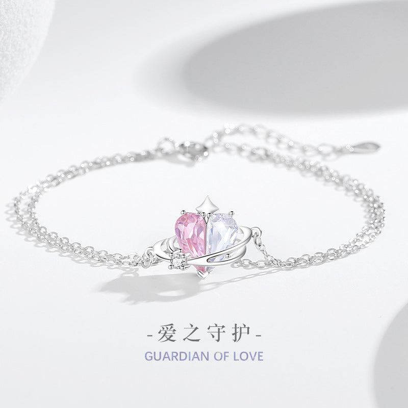 Bracciale in argento sterling 925 – cuore e stella e zirconi
