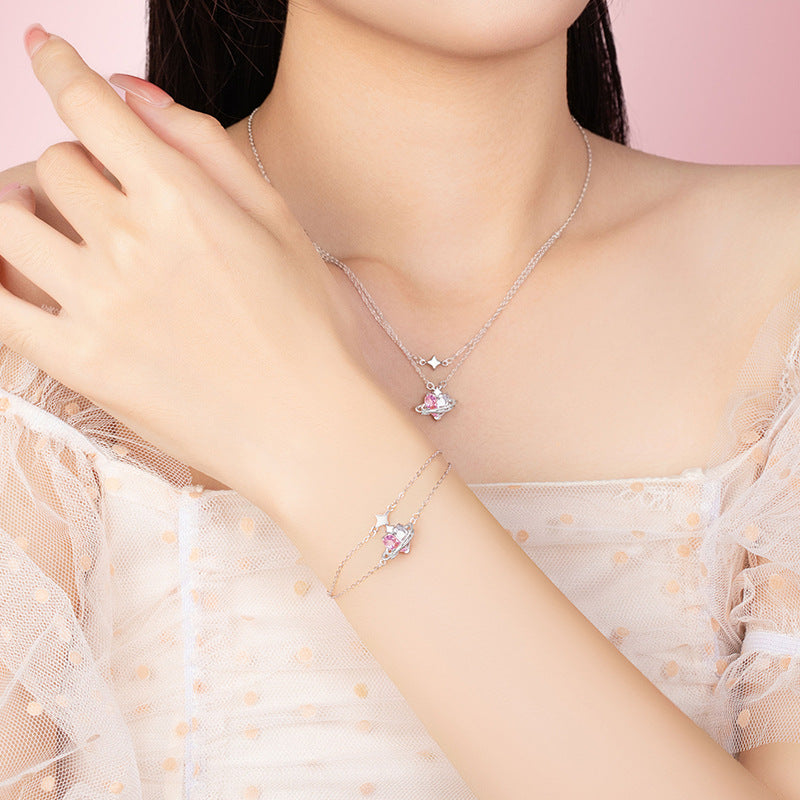 Bracciale in argento sterling 925 – cuore e stella e zirconi