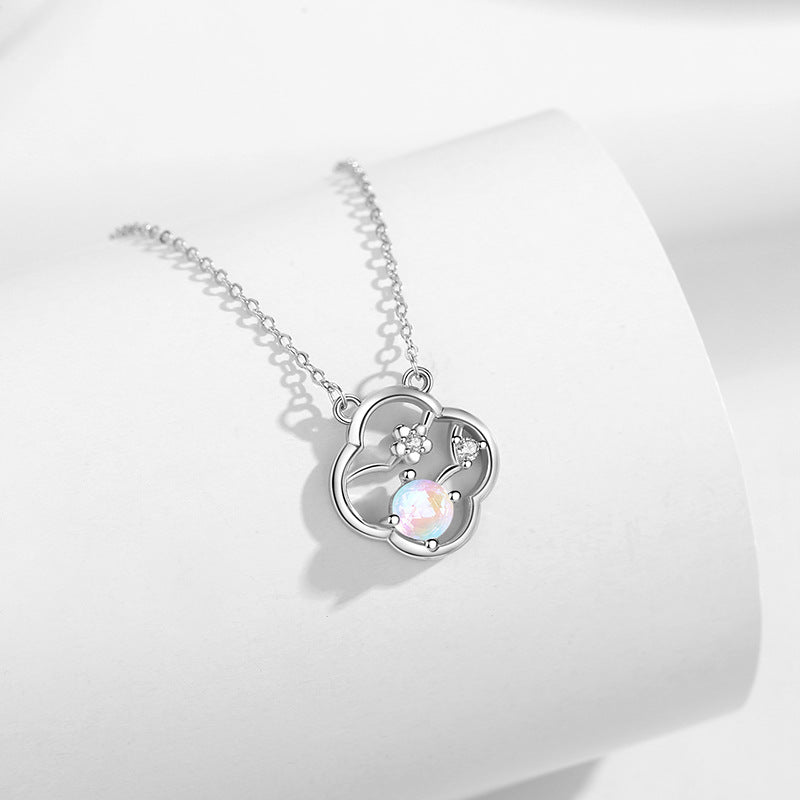Collana in argento sterling 925 – quadrifoglio e dettaglio in vetro