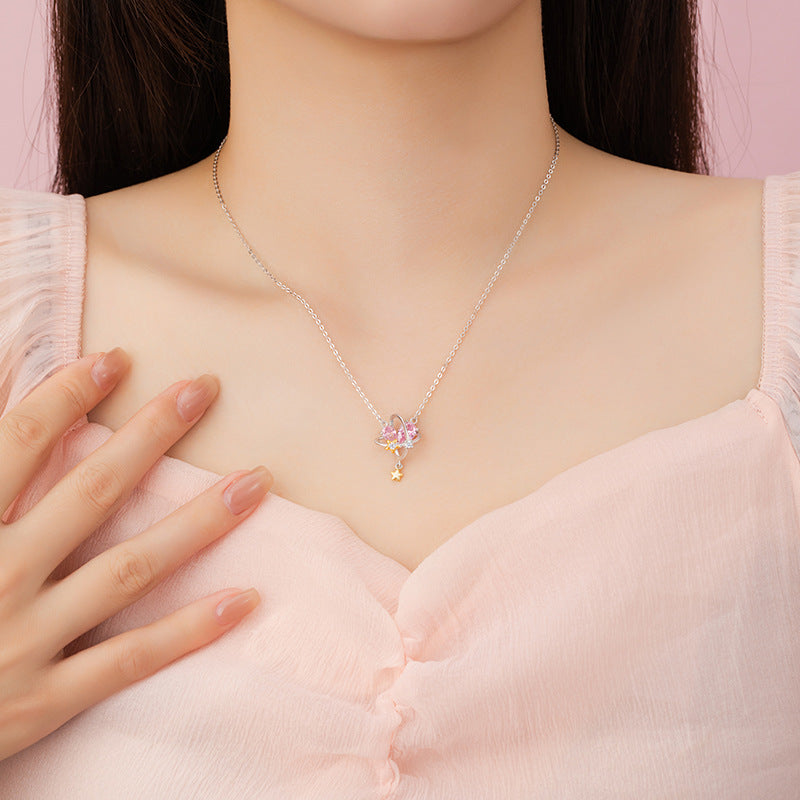 Collana in argento sterling 925 – stella e pianeta