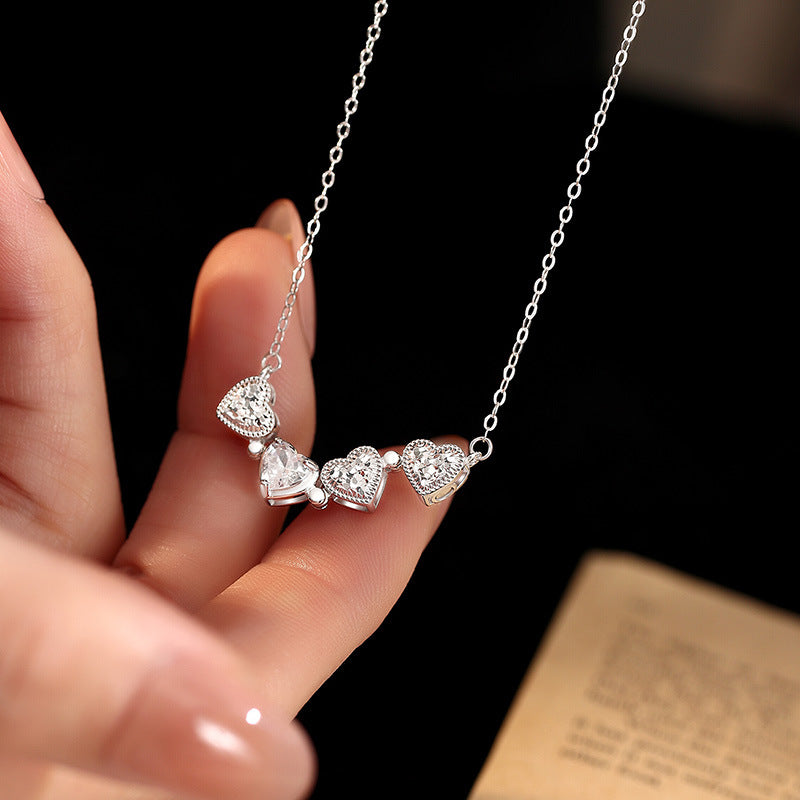 Broken Ice Craft S925 Sterling Silver Clover Necklace Women's Magnetic Suction Can Be Opened in One Two-Piece Love Clavicle Chain
